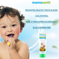 Child holding a small egg-shaped item with fruit punch toothpaste tube beside