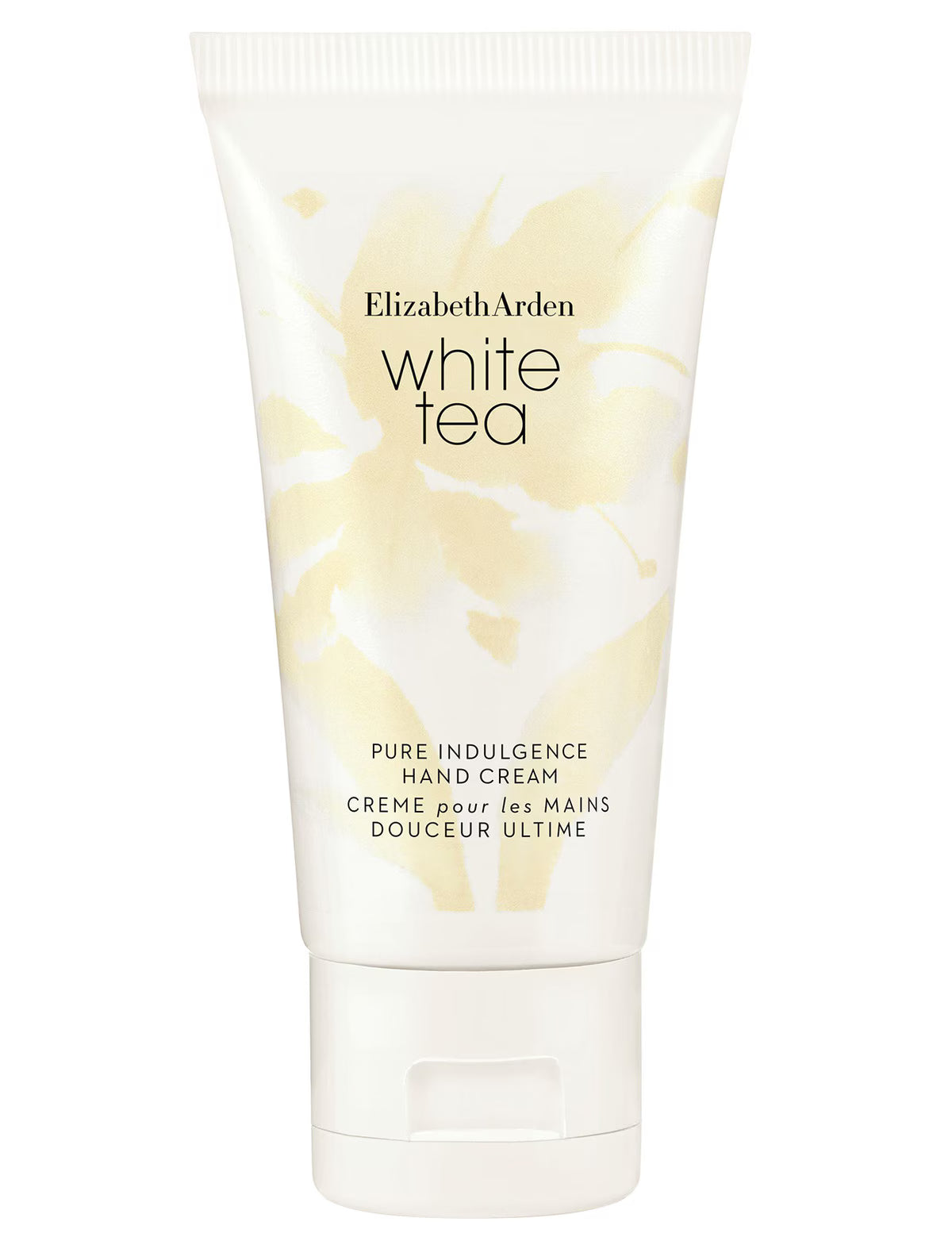 Elizabeth Arden White Tea hand cream tube, white and pale gold with gold leaf design
