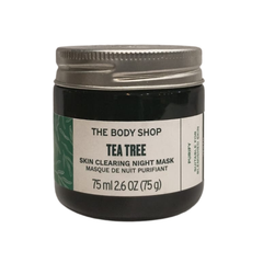 Tea Tree skin clearing night mask jar with black cap, 75 ml label