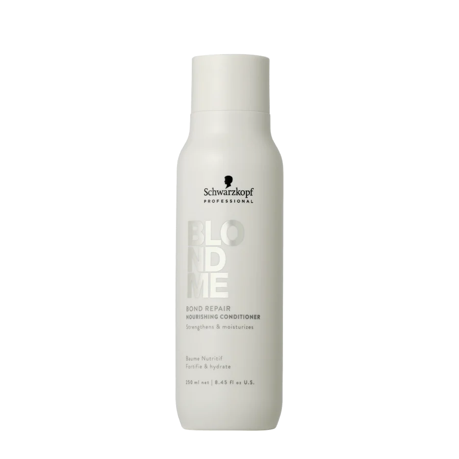 Schwarzkopf Blondme Bond Repair nourishing conditioner bottle, white plastic, 250 ml