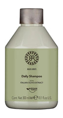Bulbs & Roots daily shampoo bottle, green label, silver cap, 300 ml