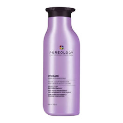 Pureology HYDRATE shampoo bottle, lavender with black pump cap