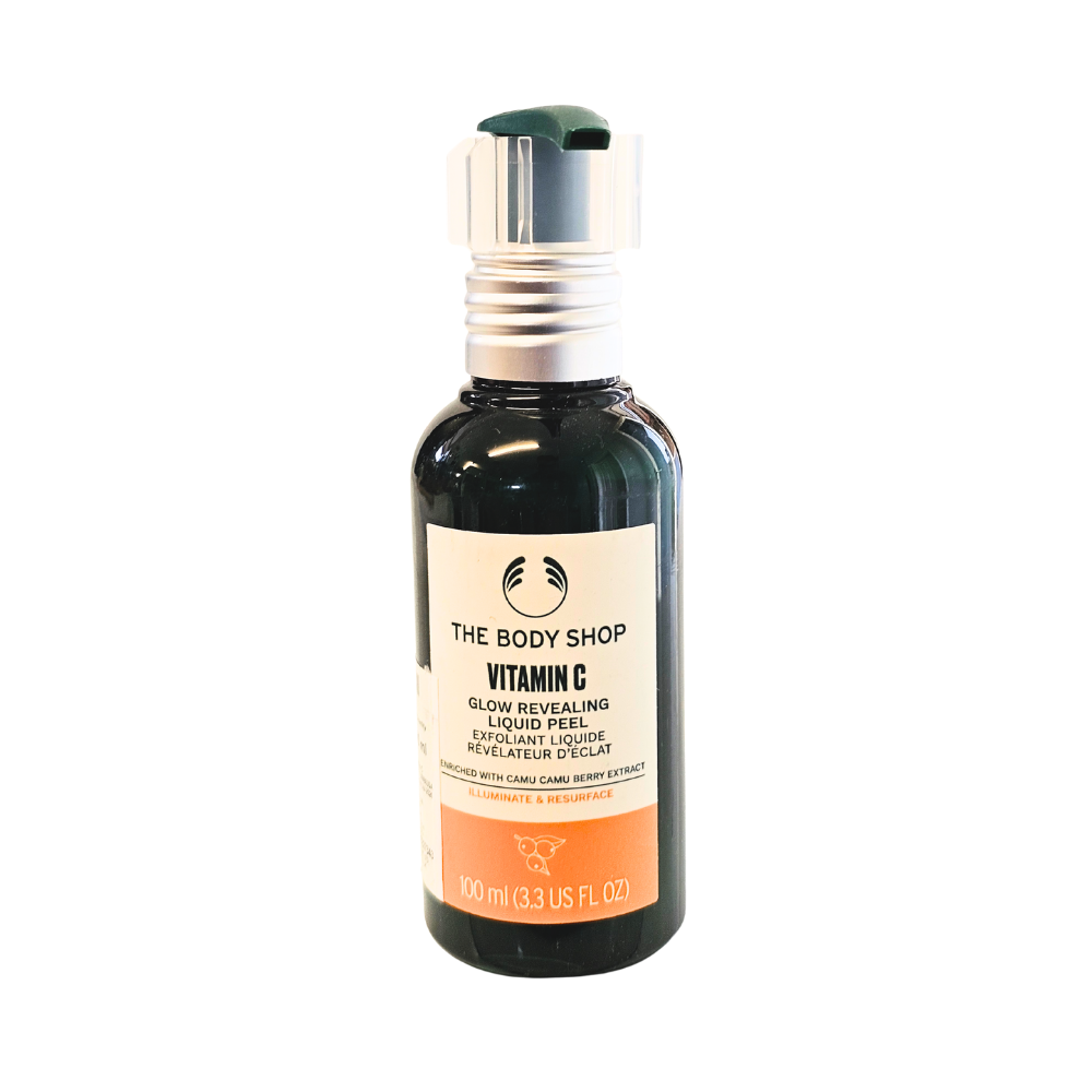 Vitamin C glow liquid peel bottle, dark glass with dispenser cap