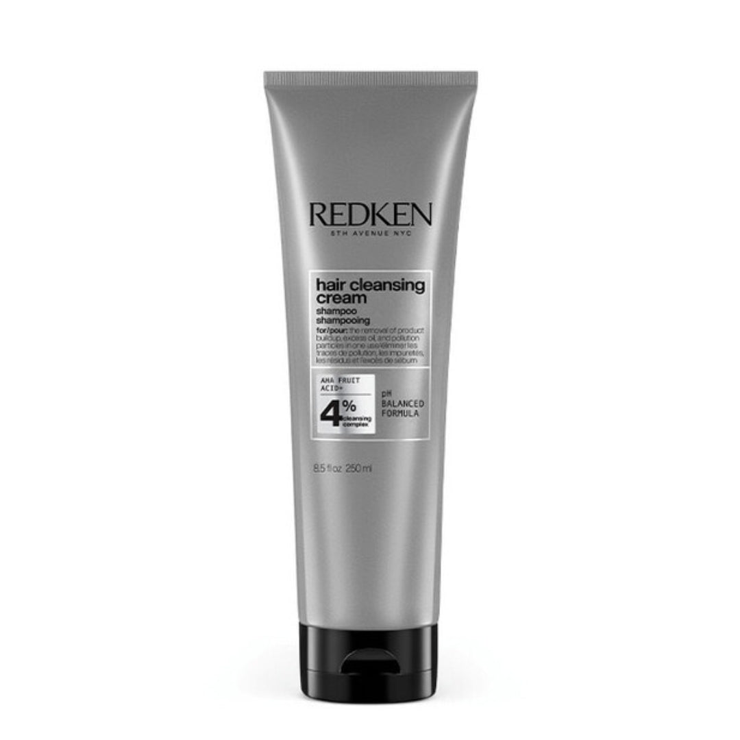 Redken hair cleansing cream shampoo tube, silver with black cap, 250 ml