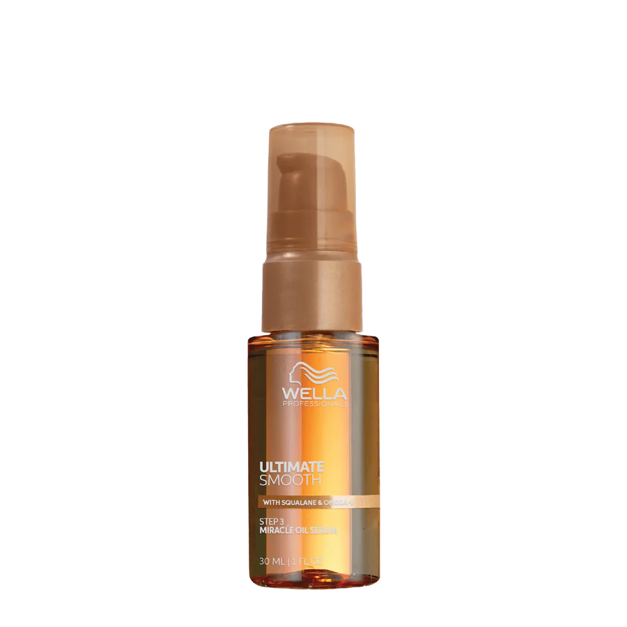 Wella Professionals Ultimate Smooth Miracle Oil serum bottle with pump