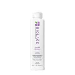 Biolage HydraSource shampoo bottle, white bottle with purple Hydra Source label
