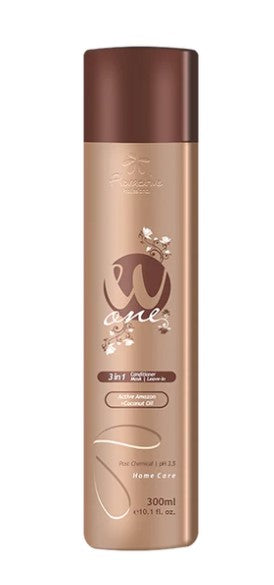 3-in-1 hair care conditioner bottle, 300 ml, brown and beige with label