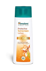 Himalaya sunscreen lotion bottle with teal cap, SPF 15 (front label)