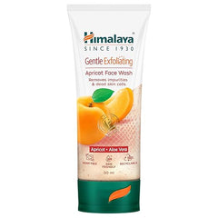 Himalaya gentle exfoliating apricot face wash tube, 50 ml, white with green base