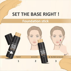 Swiss Beauty Instant Cover Panstick with application steps graphic