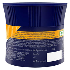 Men aftershower anti-hairfall hair cream jar back label, dark blue and gold