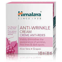 Anti-wrinkle cream box in pink and white with aloe vera and grapes label