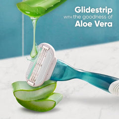Venus razor cartridge with aloe vera gel and cucumber slices