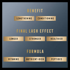 Final Lash Effect formula benefits panel with lengthening, conditioning, stronger claims