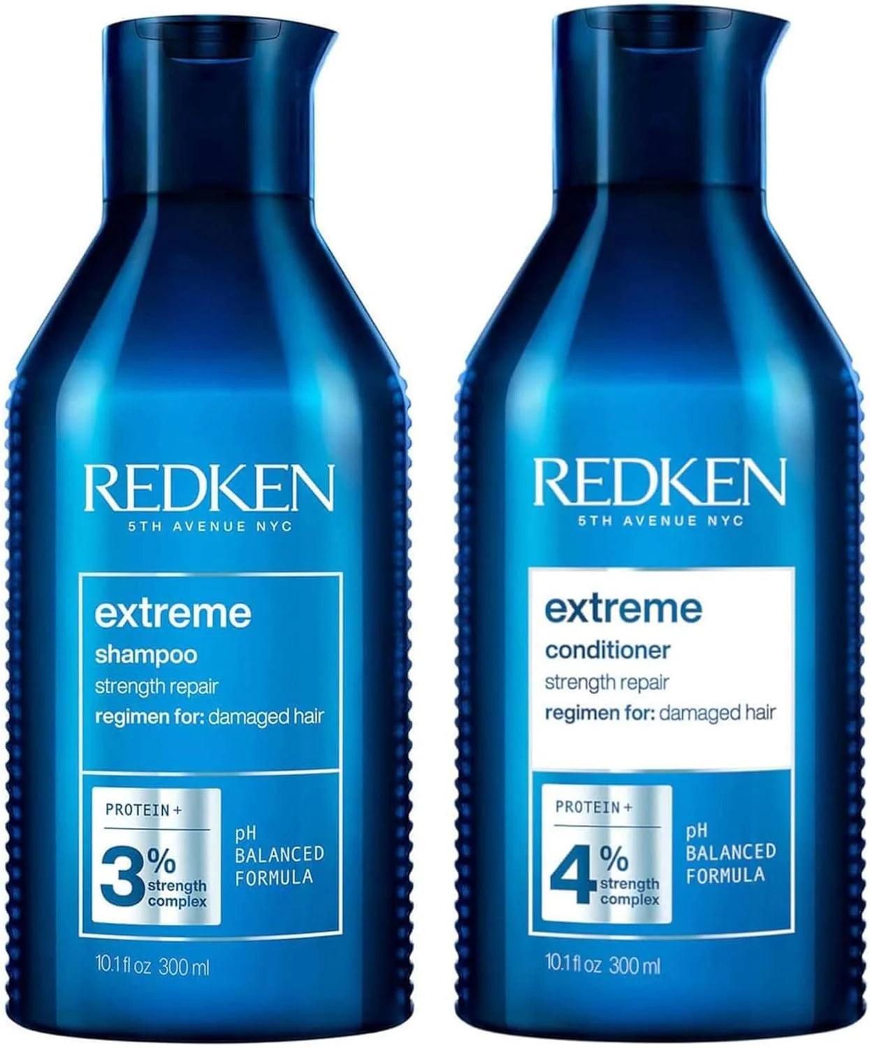 Redken Extreme shampoo and conditioner bottles set, blue 300 mL
