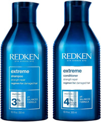 Redken Extreme shampoo and conditioner bottles set, blue 300 mL