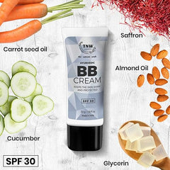 TNW BB cream tube, SPF 30, white and blue label
