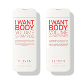 White bottles for I Want Body Volume Shampoo and Conditioner bundle, 300 ml each