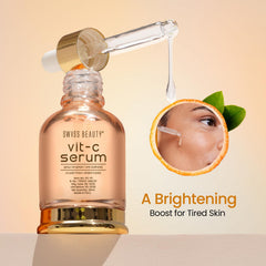 Swiss Beauty vitamin C serum bottle with dropper dispensing