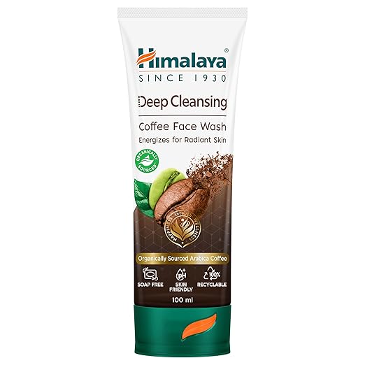 Himalaya Deep Cleansing Coffee Face Wash, white-and-brown squeeze tube, 100 ml