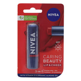 Nivea Caring Beauty lip & cheek tint balm SPF 30, red balm stick in tube