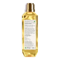 Baby head massage oil bottle back label, gold cap, 200 ml