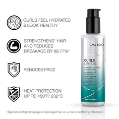 Joico curl creme styler bottle with black pump, turquoise label and curl details