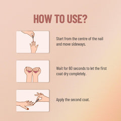 Nail polish how-to instruction panel with application steps