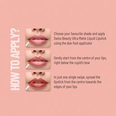 Matte liquid lipstick on lips with doe-foot applicator