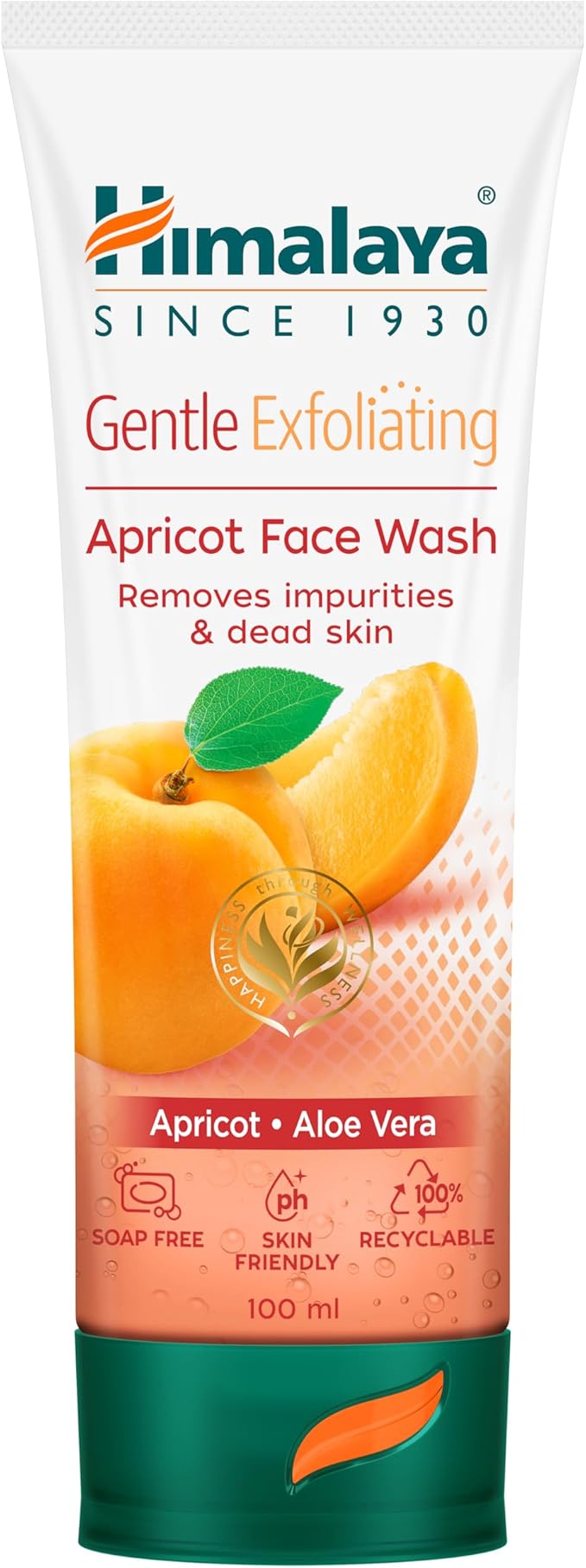 Himalaya apricot face wash tube, gentle exfoliating skin cleanser, 100 ml
