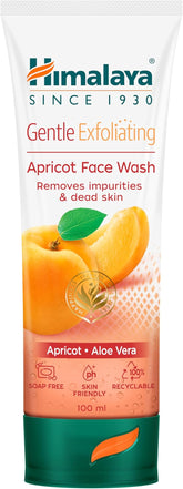 Himalaya apricot face wash tube, gentle exfoliating skin cleanser, 100 ml