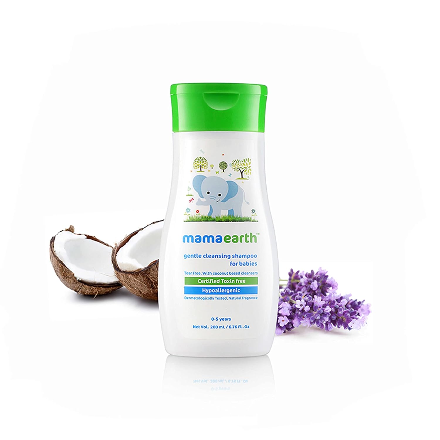Gentle Cleansing Shampoo bottle 200 ml, Mamaearth, green cap.