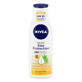NIVEA Aloe Protection body lotion SPF 15 bottle with blue cap, 200 ml