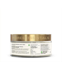 Radiance Renewal body cream jar showing ingredient and usage information on back.
