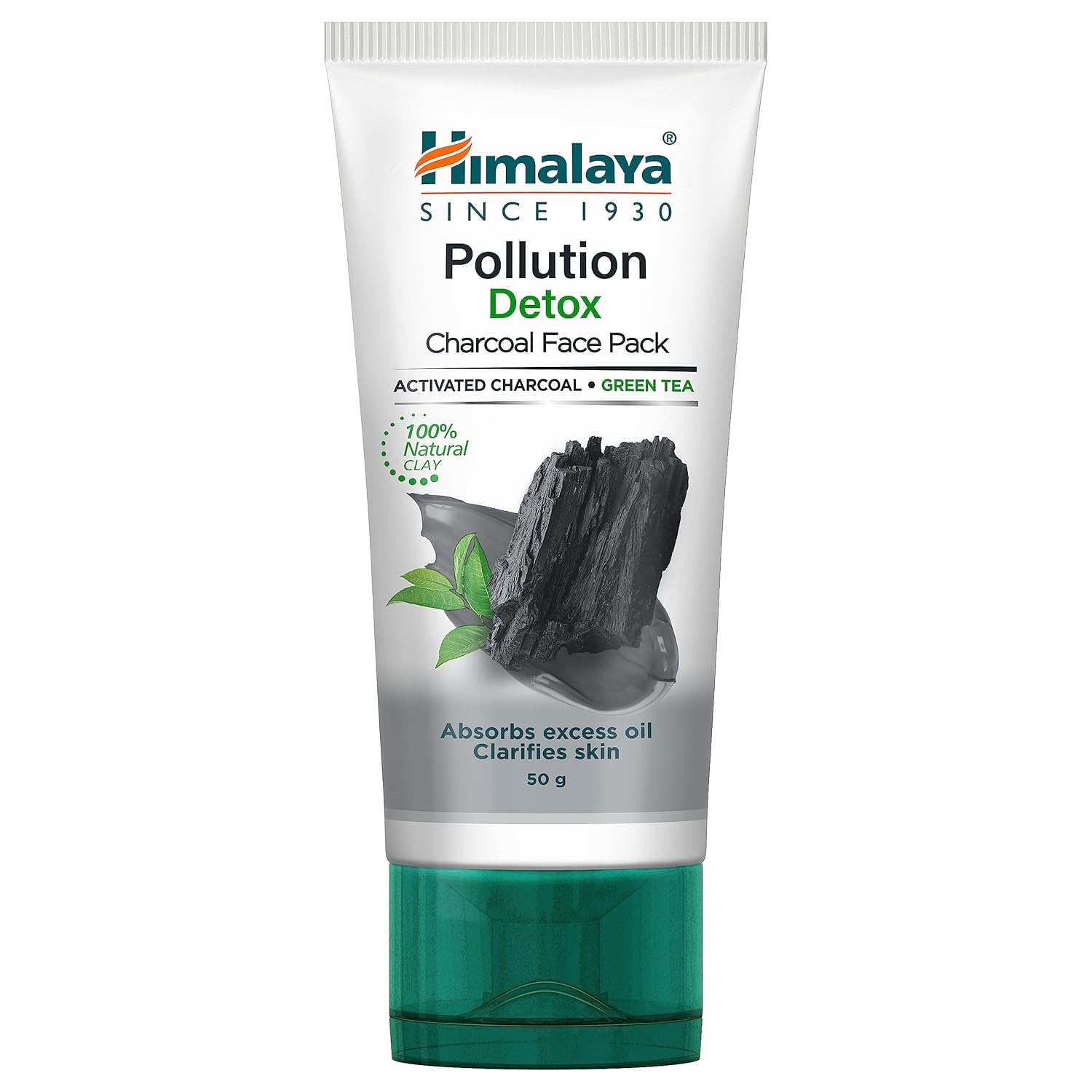 Himalaya Pollution Detox charcoal face pack tube with green cap, 50g