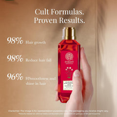 Red head massage oil bottle with gold cap and Forest Essentials front label, 200 ml
