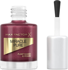 Burgundy glitter nail polish bottle with brush applicator, Miracle Pure finish