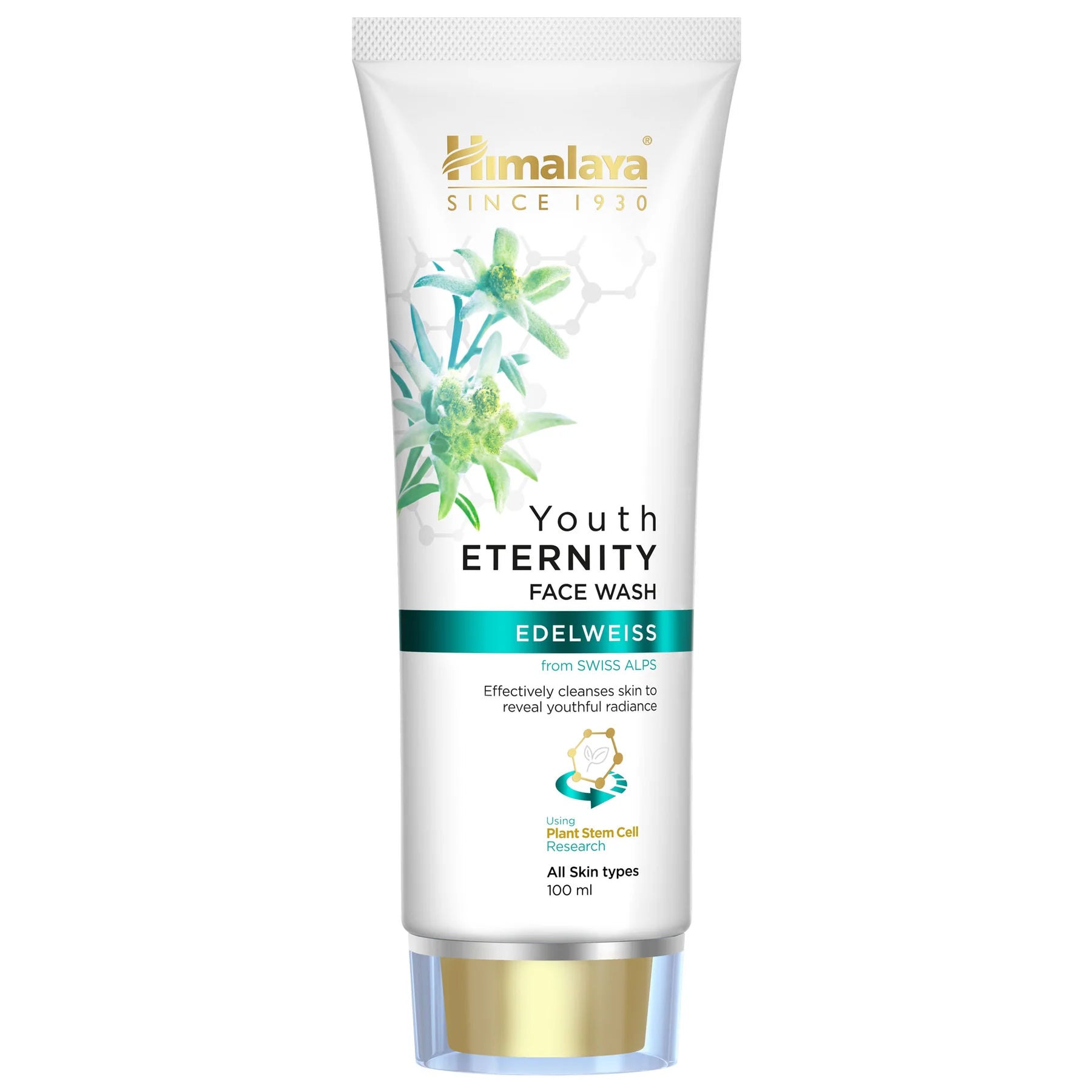 Youth Eternity face wash tube, 100 ml, with green botanical label