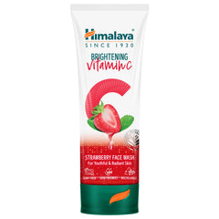 Himalaya Brightening Vitamin C strawberry face wash tube, white with green base