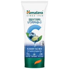 Himalaya face wash tube, white with blue blueberry label, Brightening Vitamin C, 50 ml
