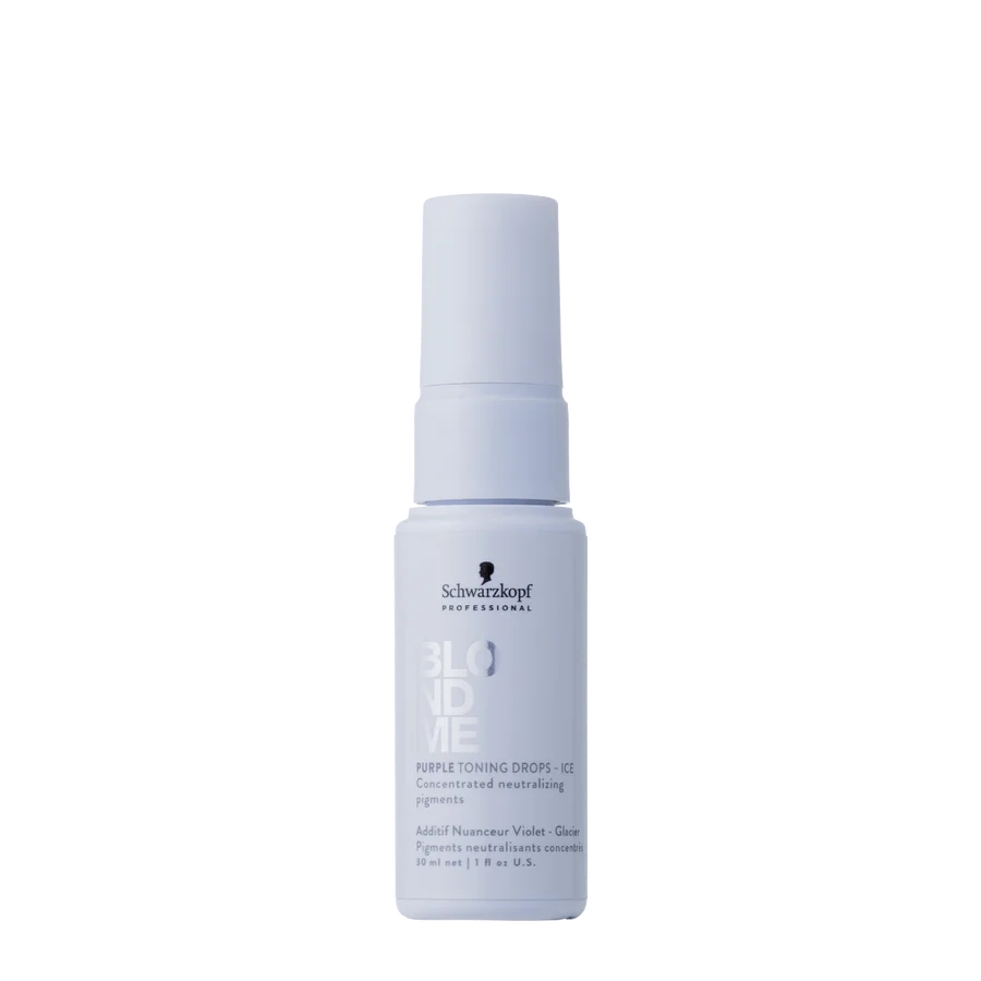 Schwarzkopf Blondme purple toning drops bottle, pale blue pump top, 30 ml
