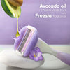 Women’s Venus razor with avocado-oil infused soap bars and purple blade cover