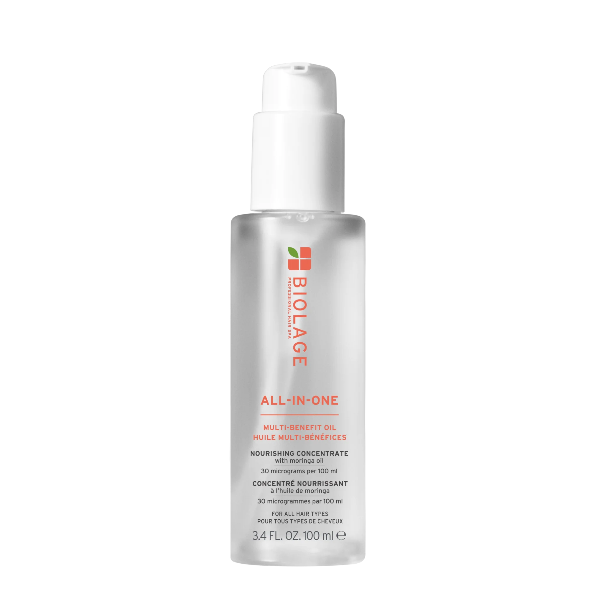 Biolage all-in-one multi-benefit oil bottle, clear pump, 100 ml