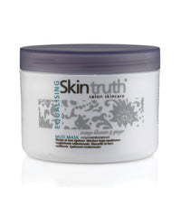 Skintruth Equalising Mud Mask jar, white tub with dark purple lid