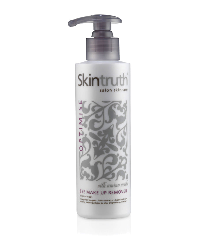 Skintruth eye makeup remover bottle with pump, transparent grey label