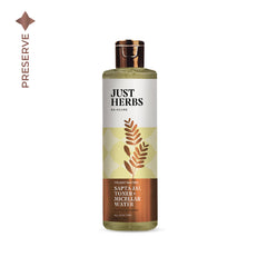 Just Herbs toner + micellar water bottle, olive glass with gold cap