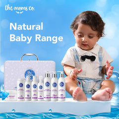 Natural Baby Range kit with multiple baby shampoo bottles in a carrying case