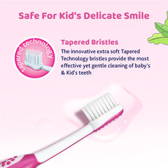 Toothbrush bristle tip close-up with tapered white bristles on pink base