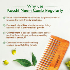 Nat Habit oil-treated neem wooden comb with evenly spaced wide teeth