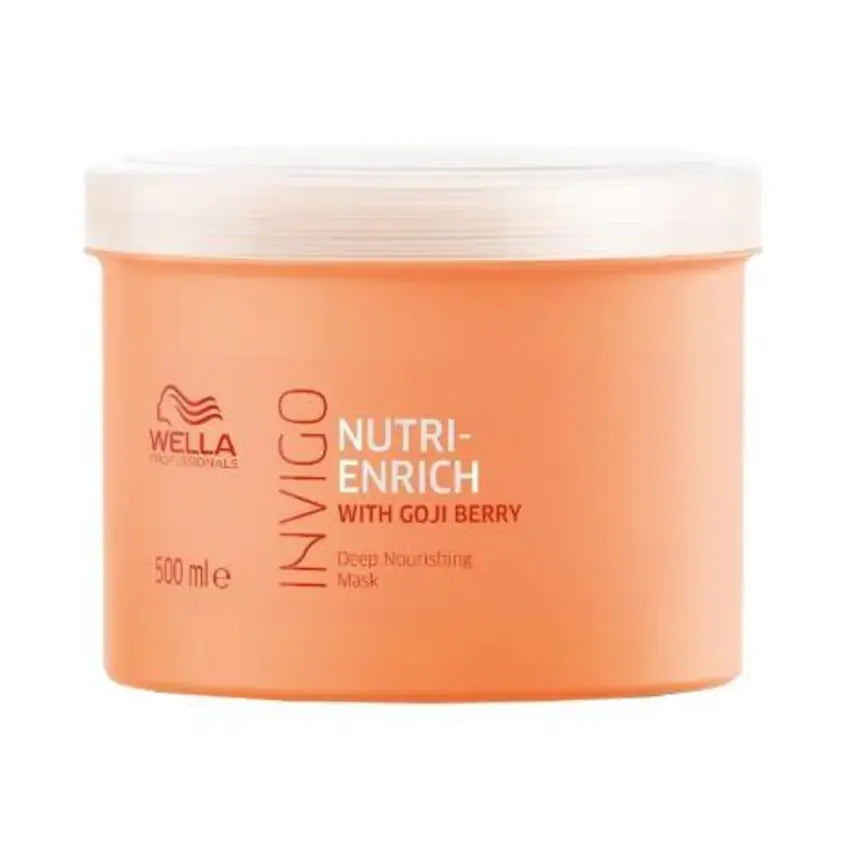 Orange hair mask jar with white lid, Wella Invigo Nutri-Enrich 500 ml